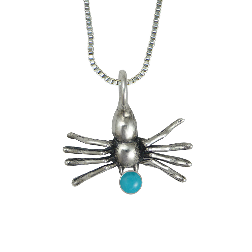 Sterling Silver Sassy Little Spider Pendant With Turquoise